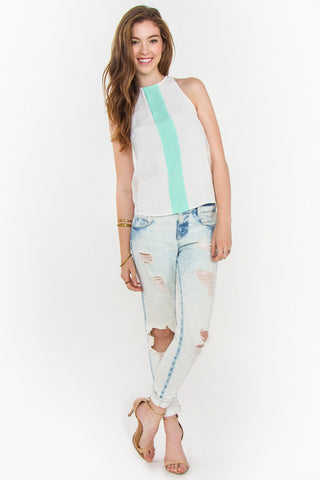 Mint Stripe Top